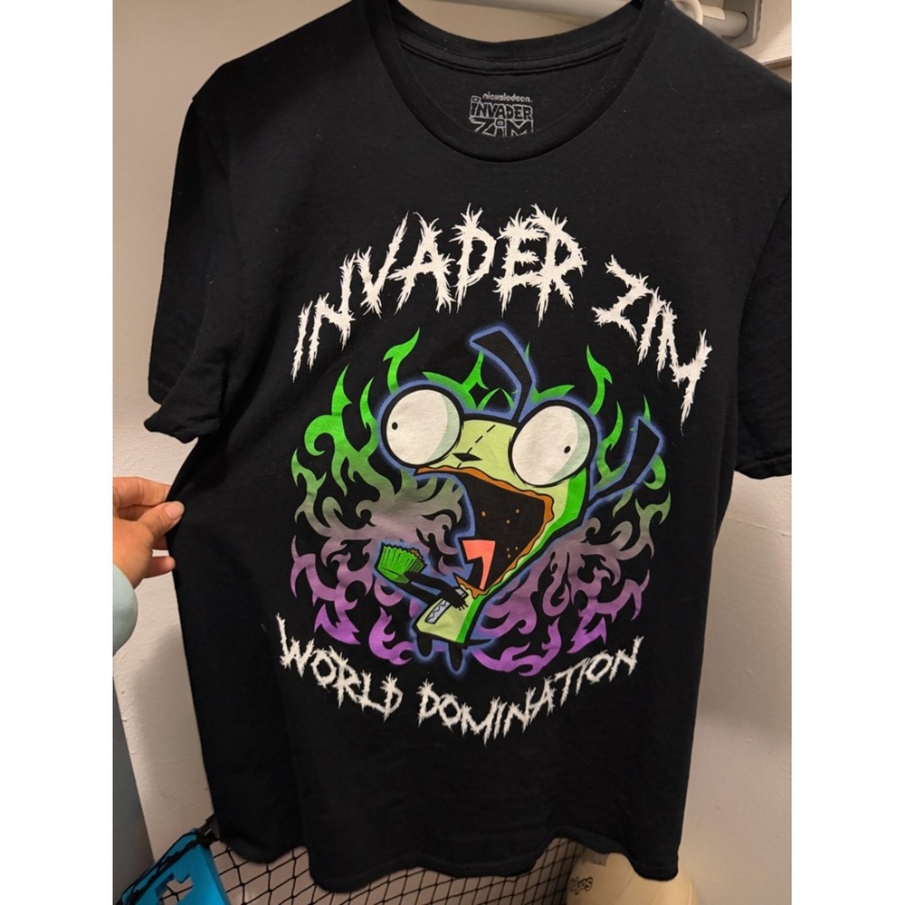 Nickelodeon Invader Zim World Domination Gir Graphic T-Shirt Black Mens Medium - Picture 4 of 5